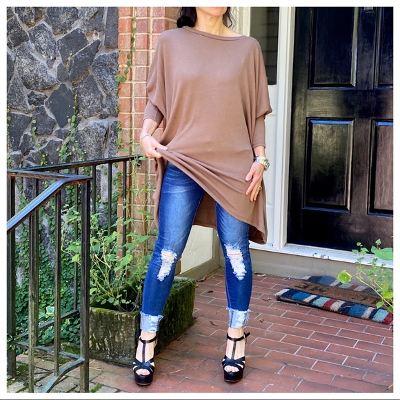 OVERSIZED LOOSE FIT DARK MOCHA KNIT SWEATER - Picture 4 of 9